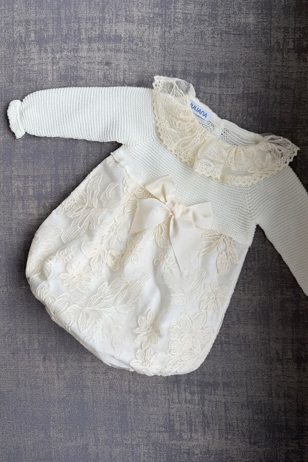 Juliana cream lace collar romper
