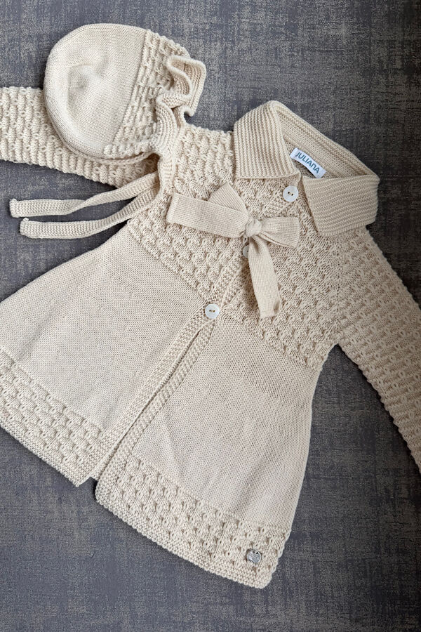 Juliana beige bow knitted coat