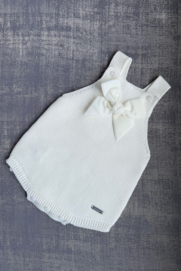 Condor cream velvet bow romper 