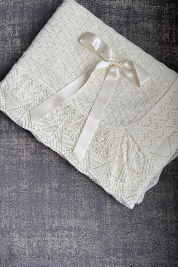 Juliana cream satin bow blanket