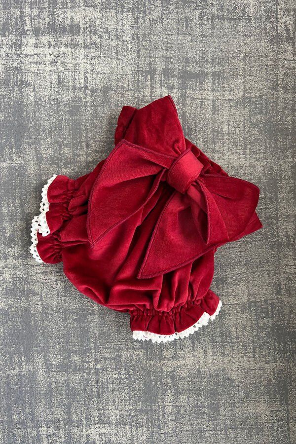 Phi burgundy velvet bow jam pants