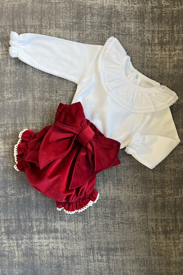 Phi burgundy velvet bow jam pants