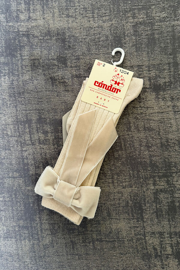 Condor lino coquette velvet bow knee sock