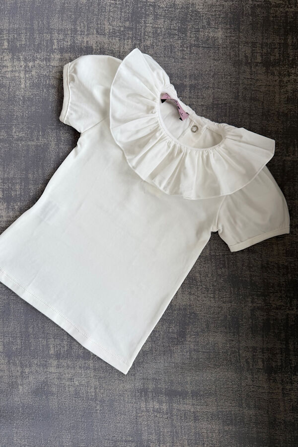 Phi ivory frill collar t shirt 