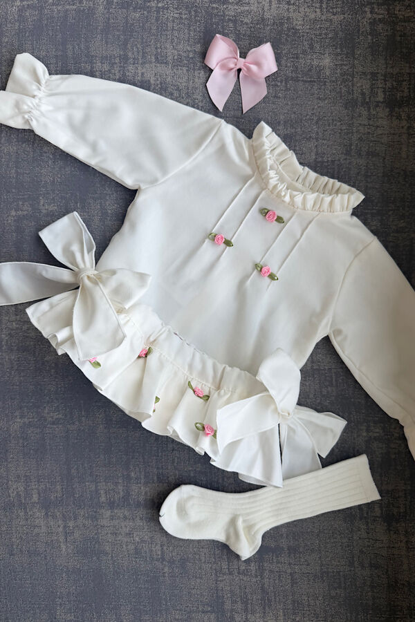 Phi ivory viella flower jam pants set