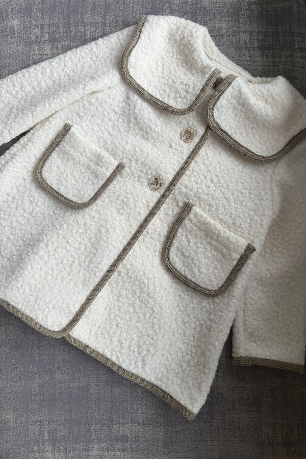 Be chic ivory and beige boucle coat