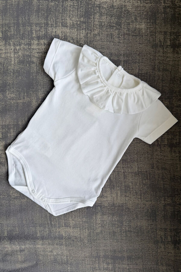 Calamaro white short sleeve frill collar vest