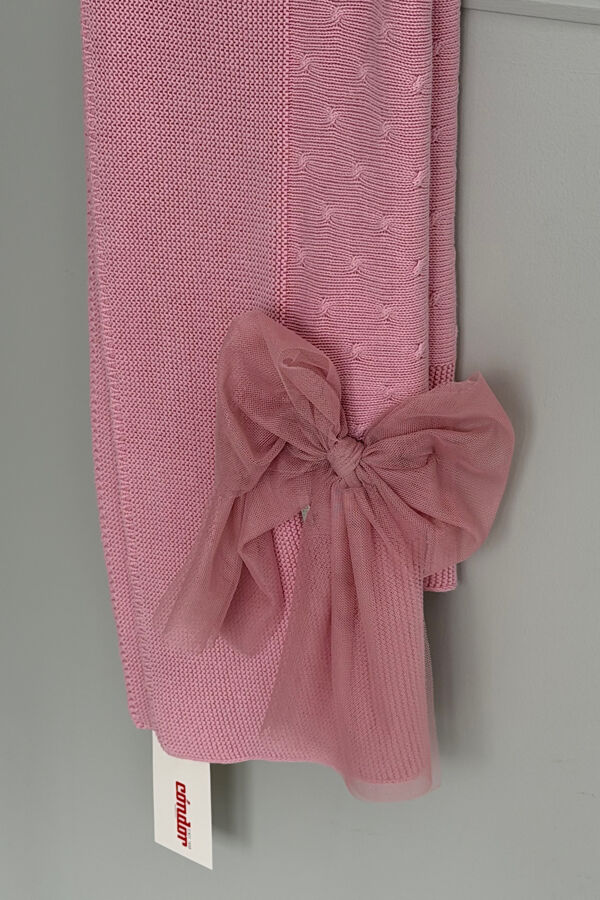 Condor dusky pink knitted tulle bow blanket