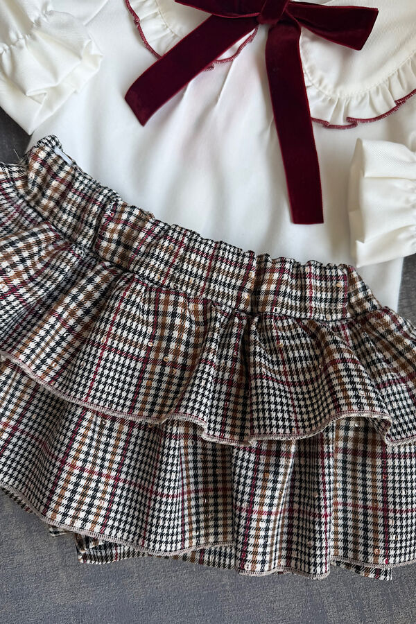 Phi brown sequin tartan set