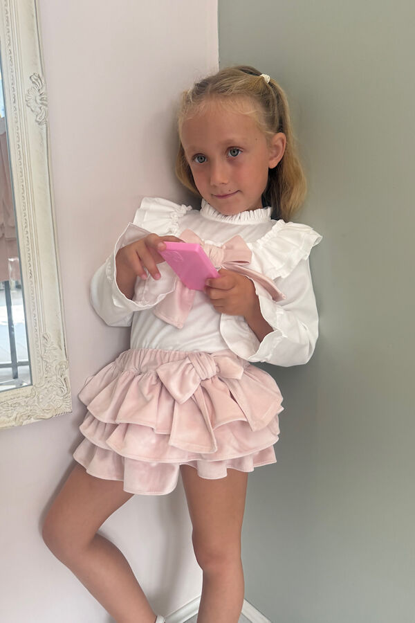 Puro mimo claudia pink blouse and bloomer set 