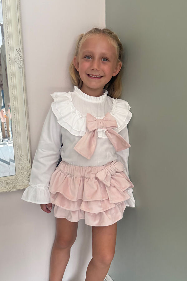 Puro mimo claudia pink blouse and bloomer set 