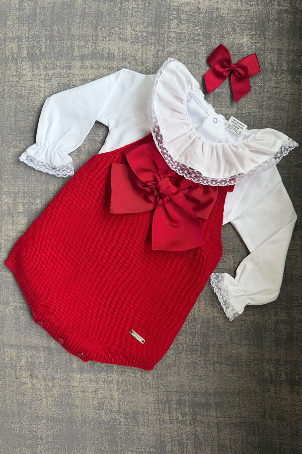 Condor red bow romper
