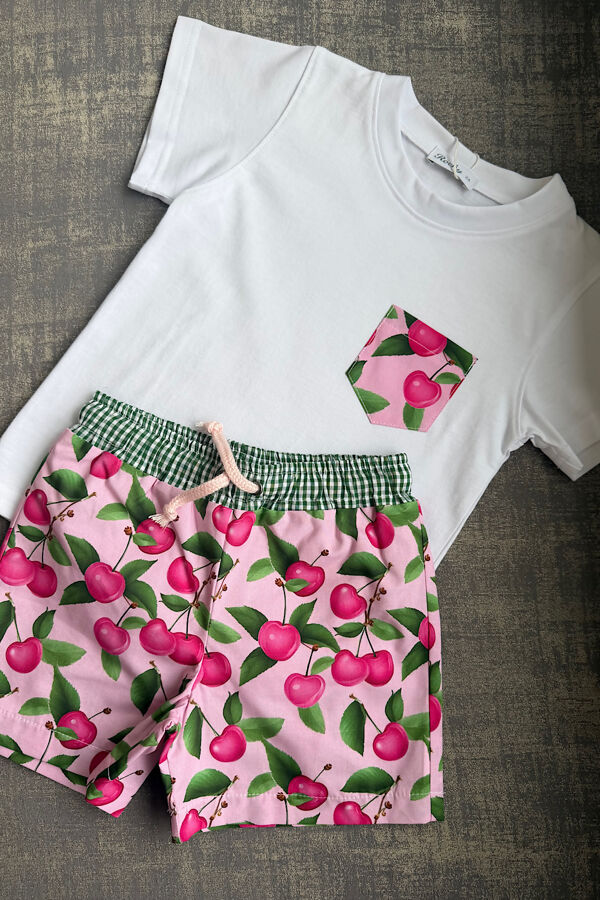 Rochy boys cherry print swim short and t shirt set
