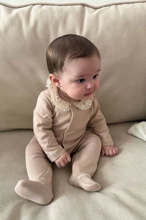 Baby Gi rose cotton lace trim collar babygrow