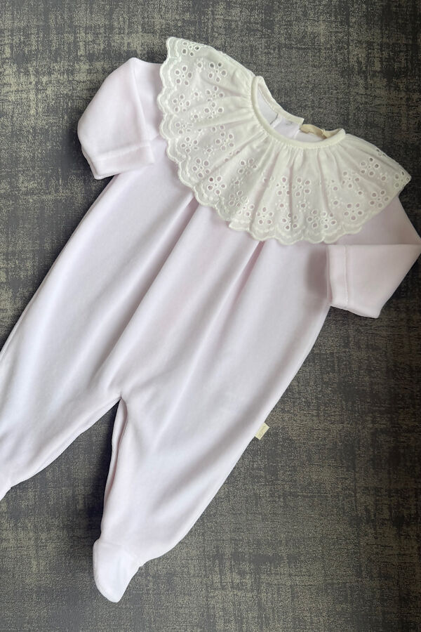 Baby Gi baby pink broderie anglaise collar babygrow