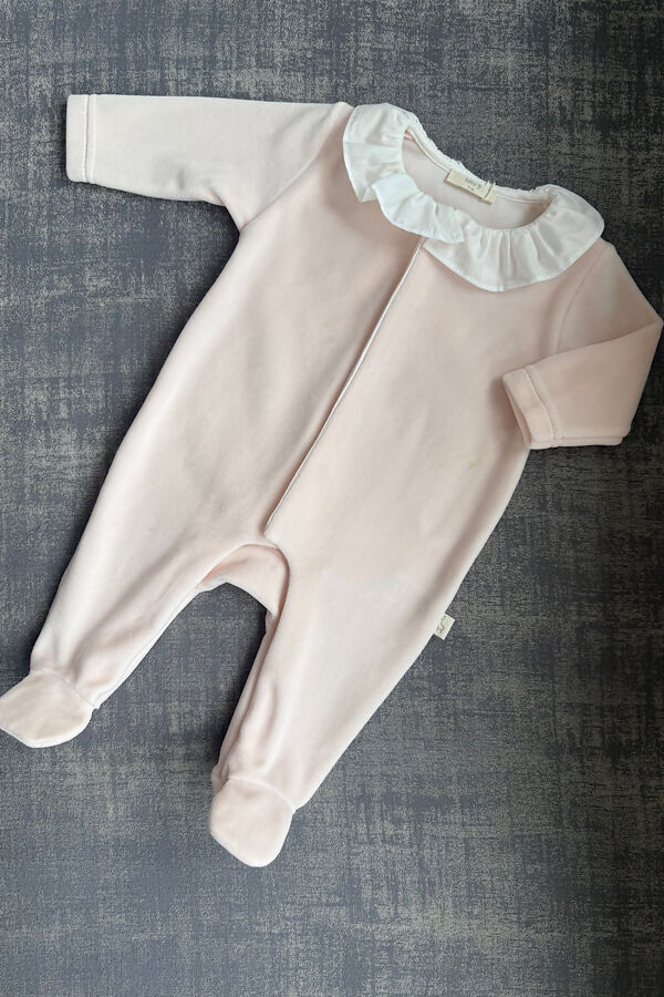 Baby Gi peach pink velour frilly angel wing babygrow