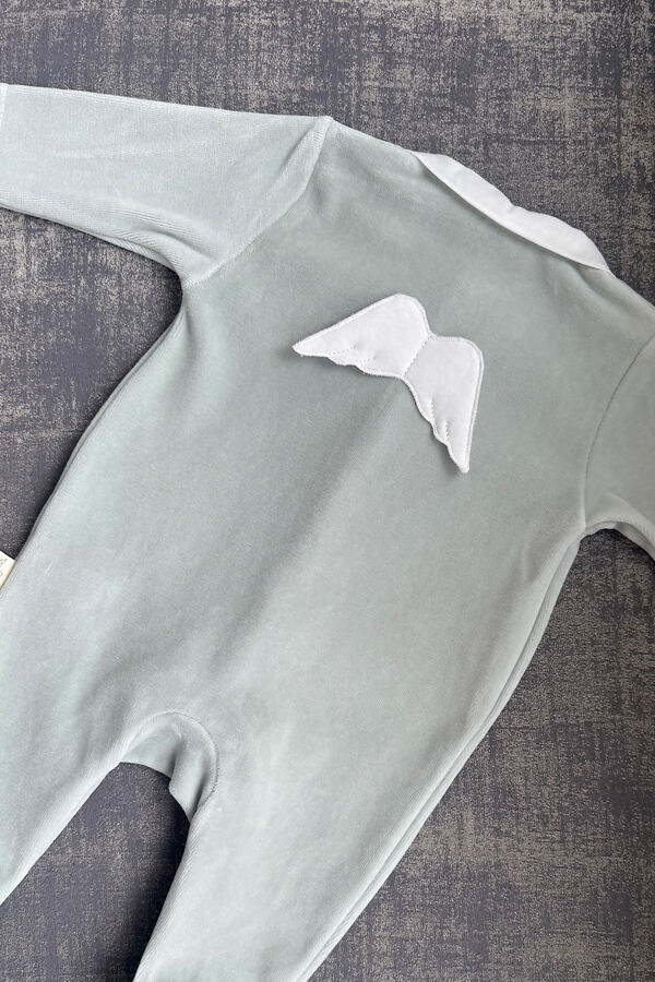 Baby Gi mint velour angel wing babygrow