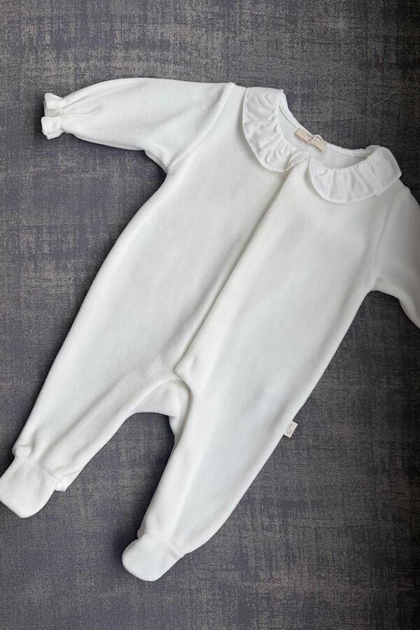 Baby Gi ivory velour butterfly babygrow