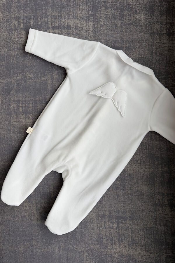 Baby Gi ivory velour angel wing babygrow