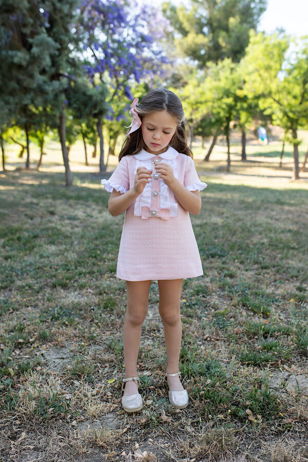 Naxos pink collared dress with bow 