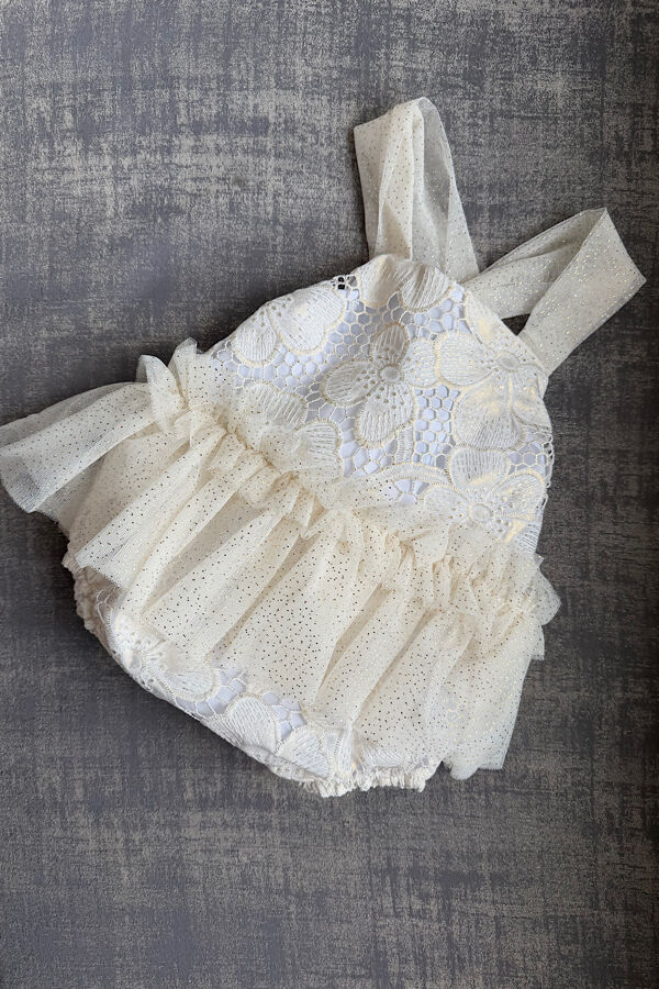 Naxos cream tulle bow romper 