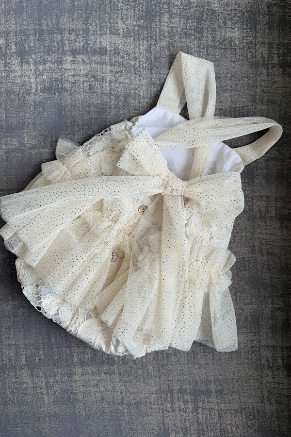 Naxos cream tulle bow romper 