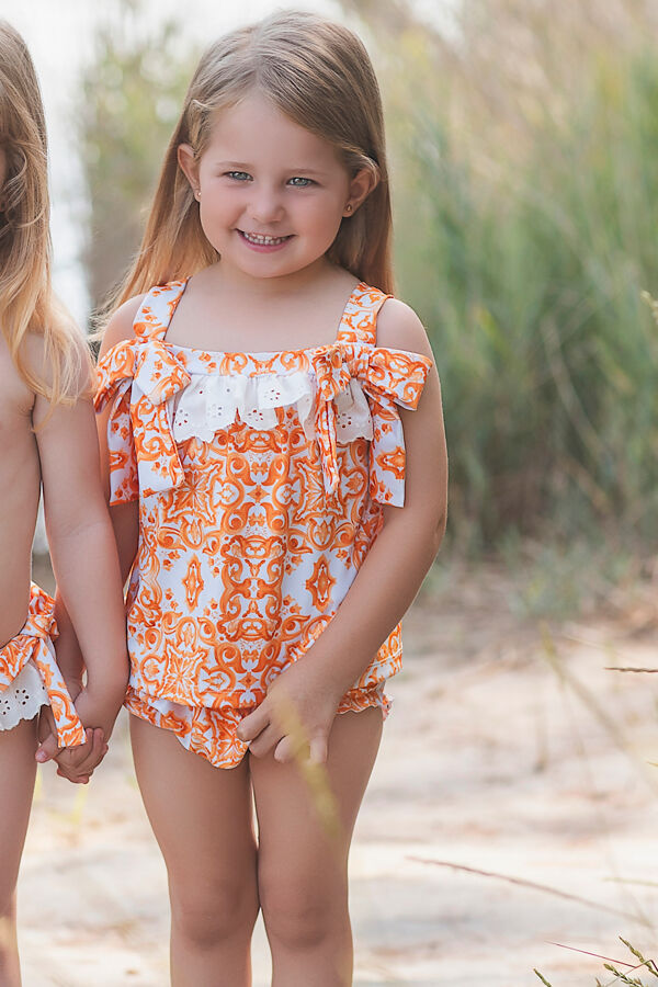 PRE ORDER Rochy orange print beach set