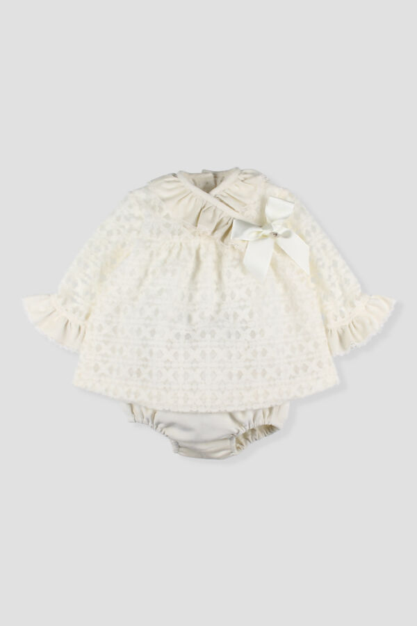Foque ivory bow dress and knickers set
