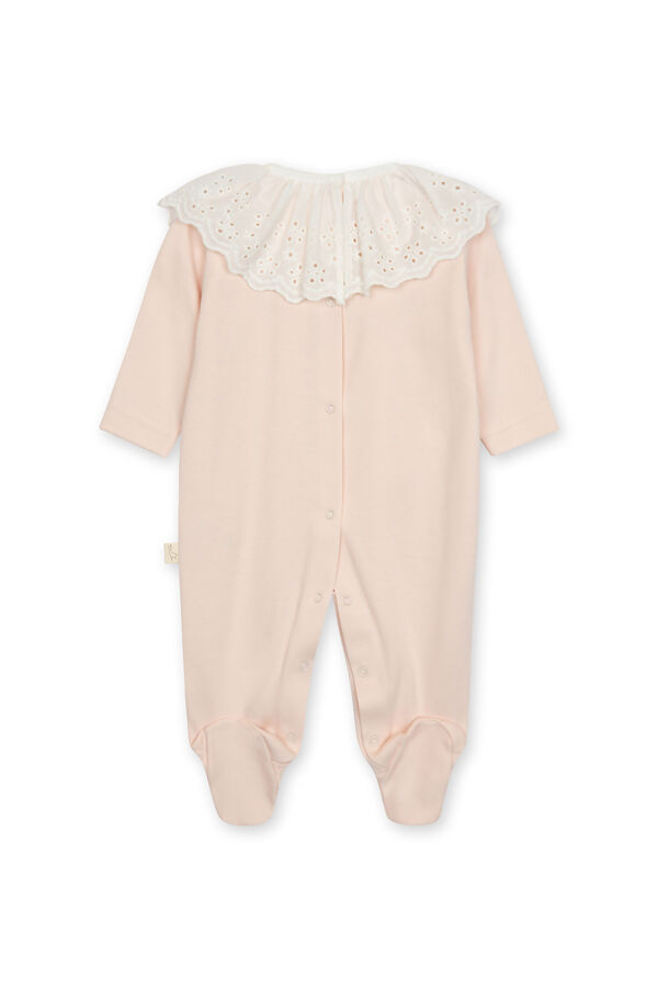Baby Gi peach cotton pink broderie anglaise collar babygrow