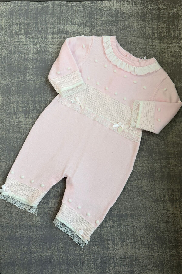 Mintini pink bow knitted romper FINAL SALE