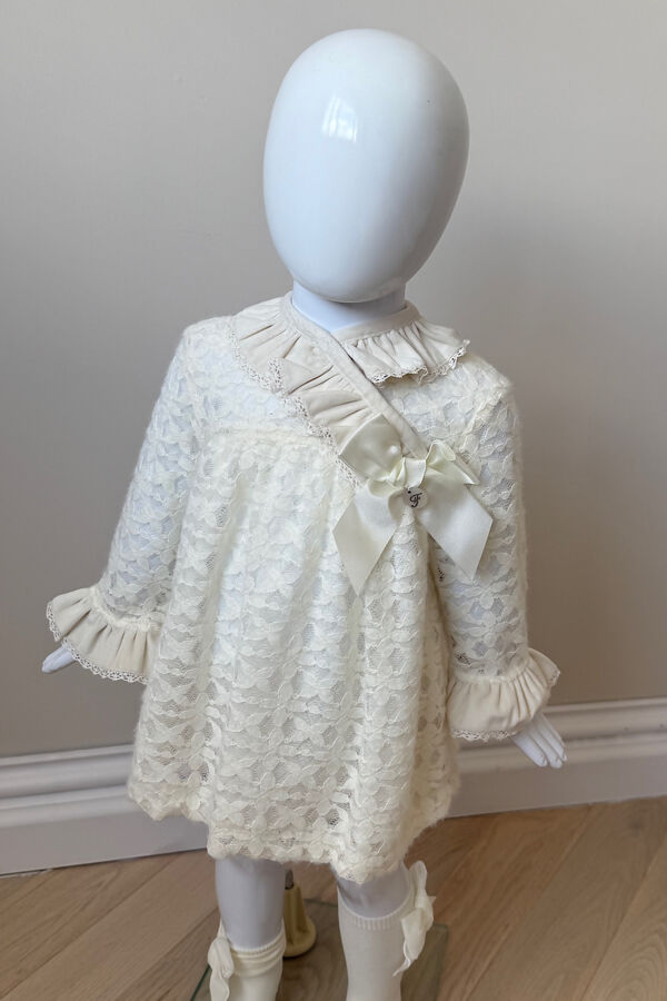 Foque ivory bow dress and knickers set