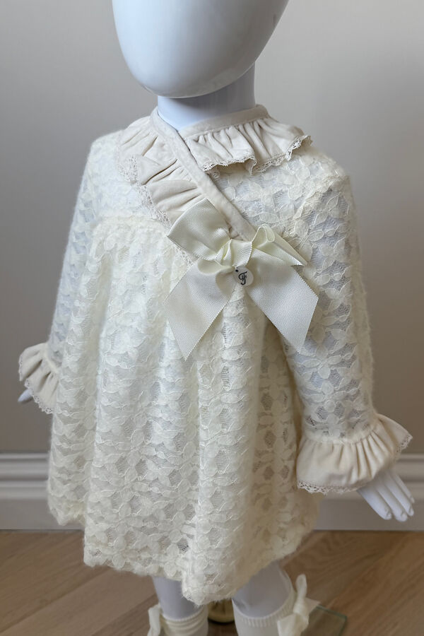 Foque ivory bow dress and knickers set