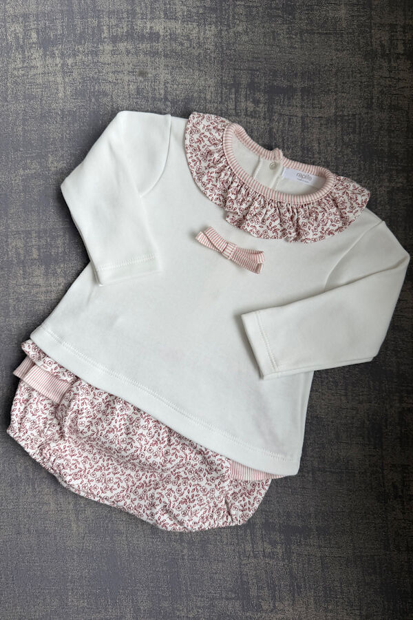 Rapife ivory and pink floral jam pants set