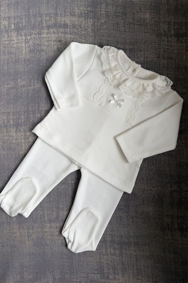Rapife ivory lace trim two piece set