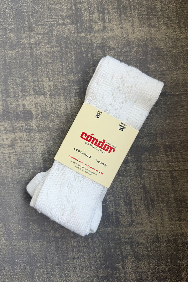 Condor white perle openwork lateral tights