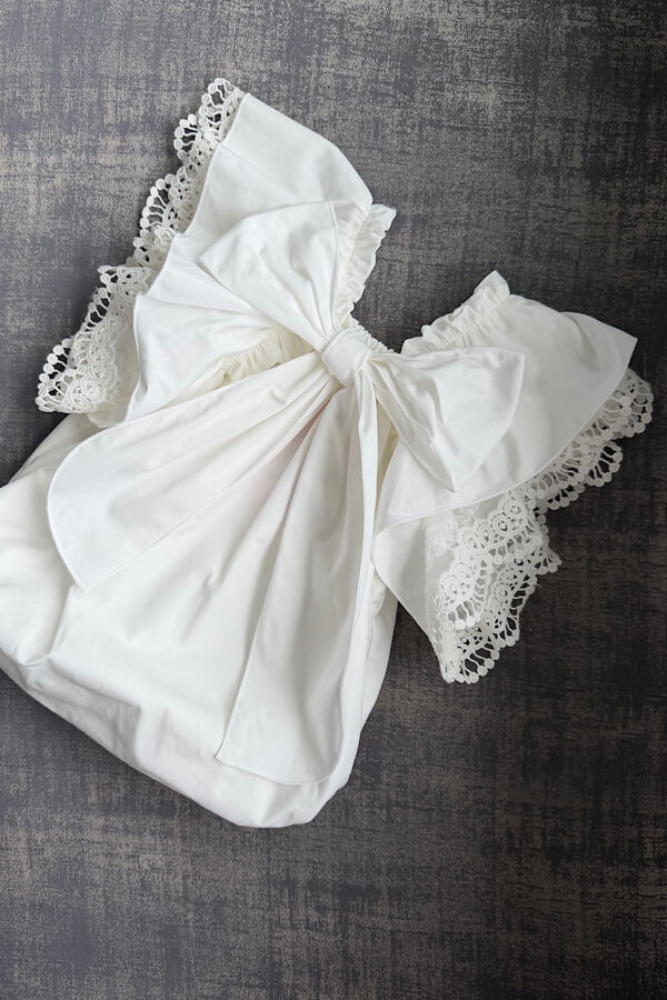 Phi ivory bow back romper 