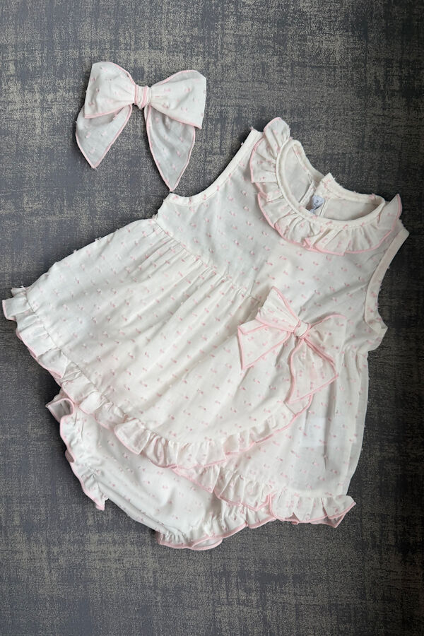 Calamaro swiss dot bow dress and knickers