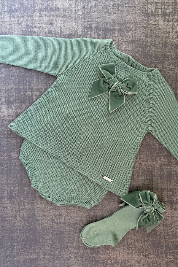 Condor sage bow knitted set