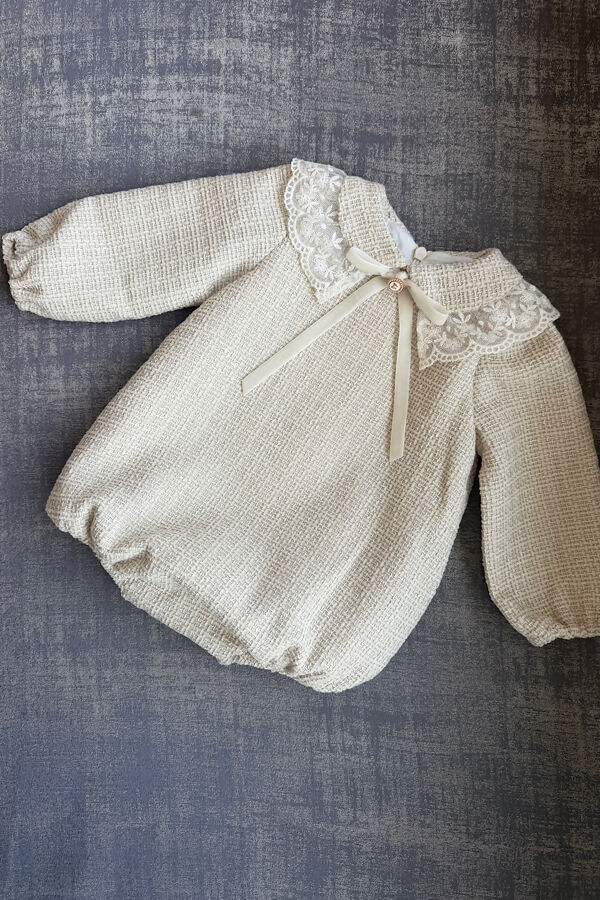 Be chic beige tweed romper 