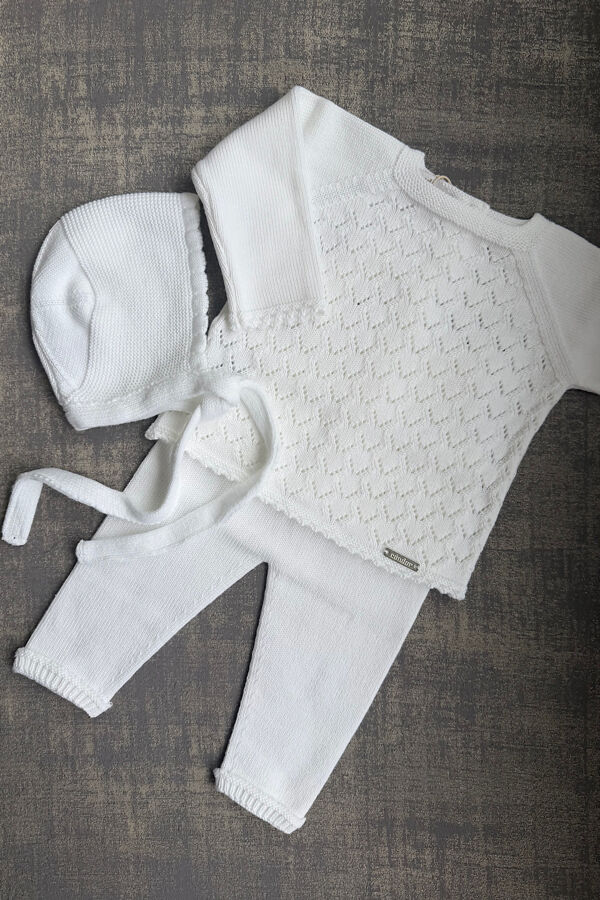 Condor white openwork knitted set