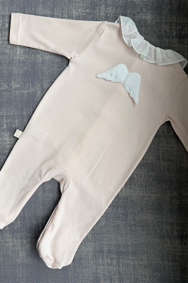 Baby Gi peach cotton frilly angel wing babygrow