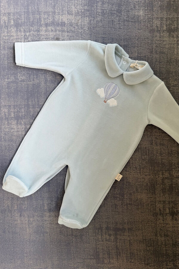 Baby Gi mint velour hot air balloon babygrow