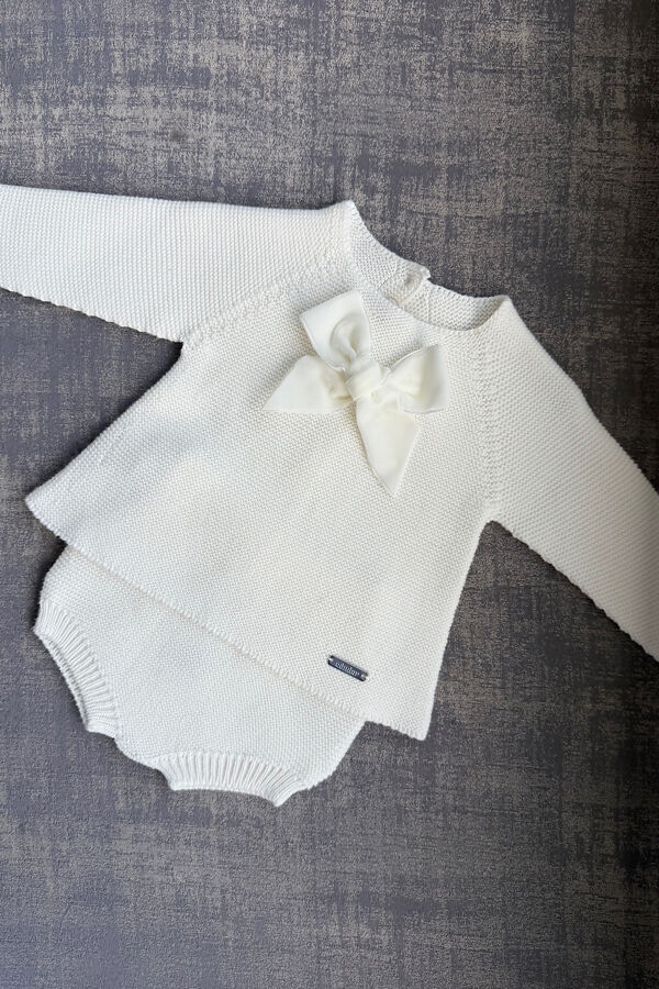 Condor ivory velvet bow knitted set