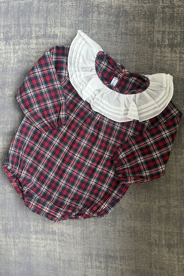 Calamaro tartan frill collar romper