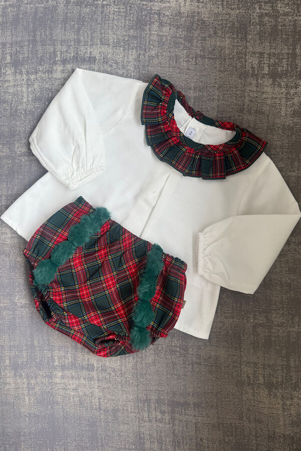 Calamaro tartan pom pom jam pants set